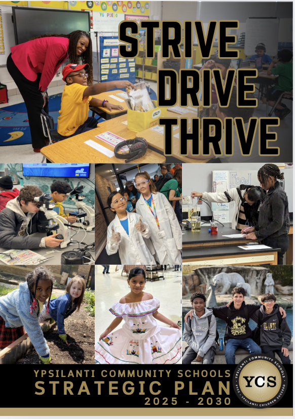 YCS Strategic Plan cover image with images of YCS students and staff.